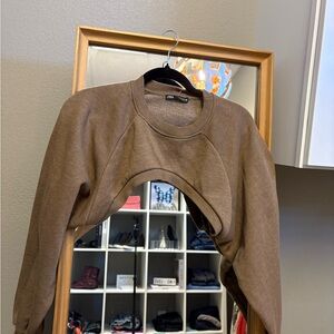 Zara Brown Cropped Sweatshirt-Size S